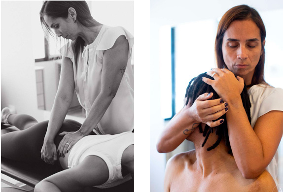 Profissional aplicando fisioterapia